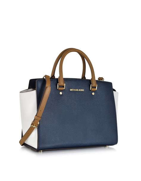 michael kors selma handbag large colorblock leather satchel